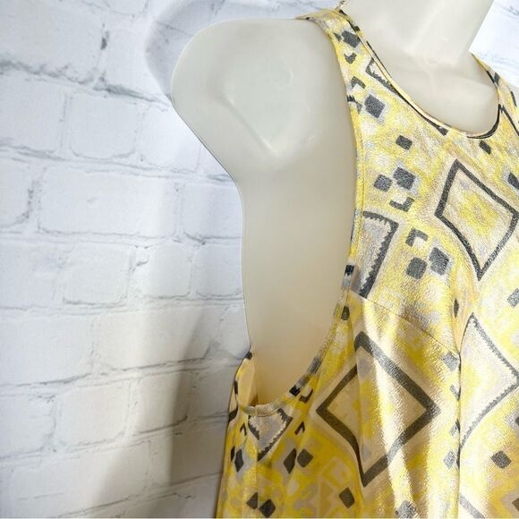 Baum Und Pferdgarten yellow abstract printed drop waist midi dress size 40 NEW - Picture 4 of 15